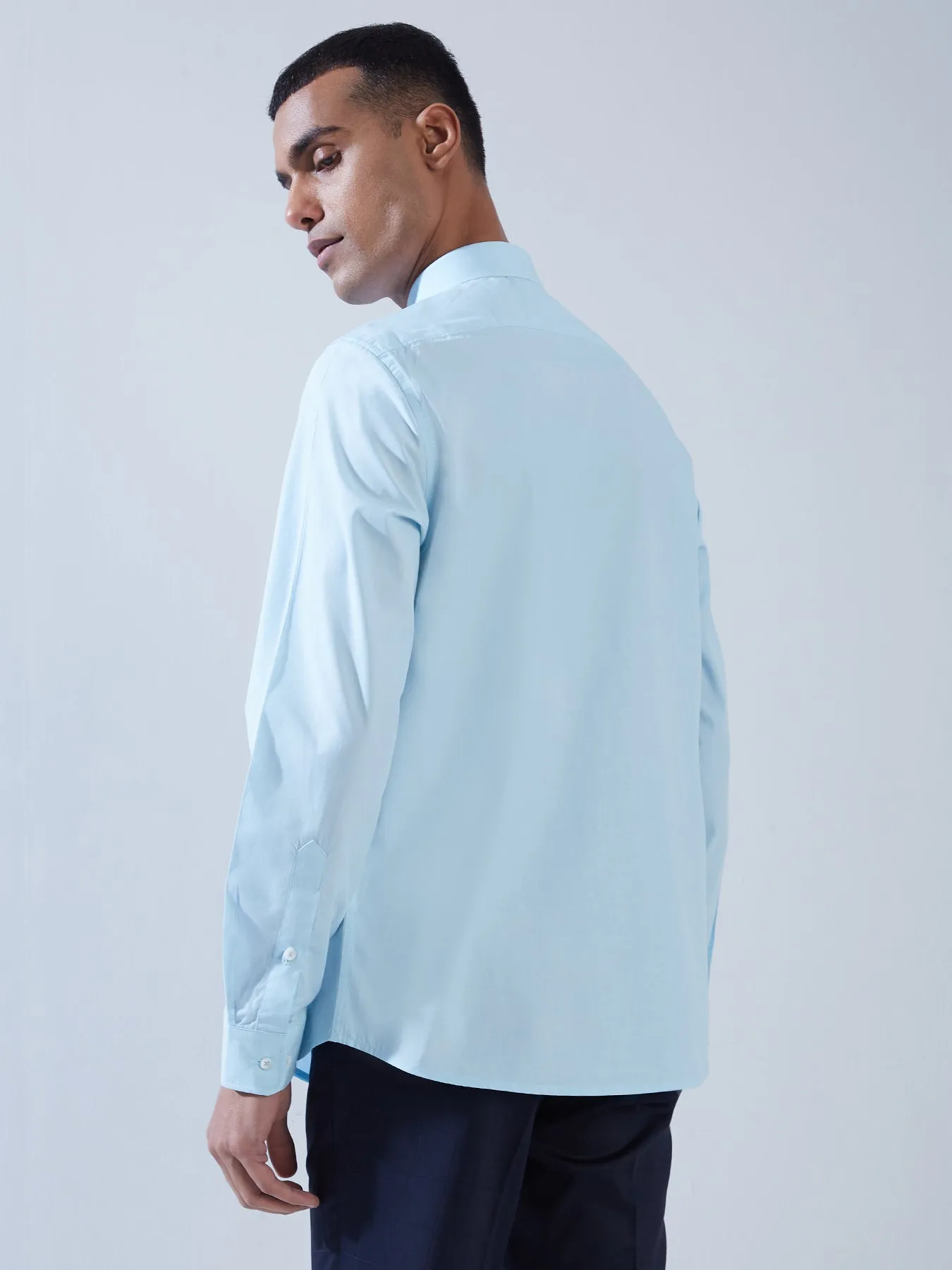 100% Cotton Sky Blue SLIM FIT Full Sleeve Formal Mens Plain Shirt