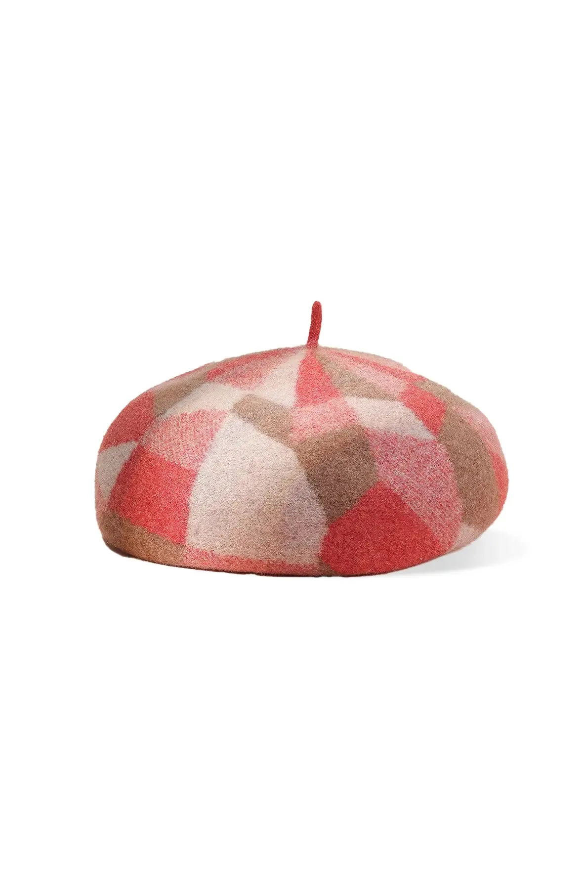 100% Wool Color Block Plaid French Beret