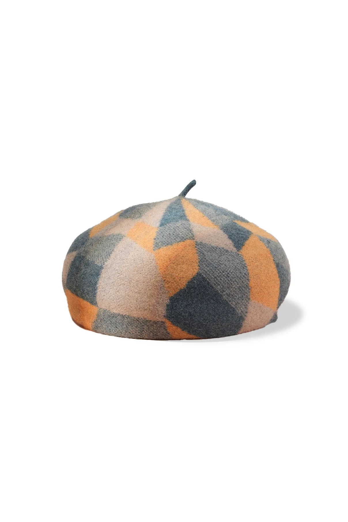 100% Wool Color Block Plaid French Beret