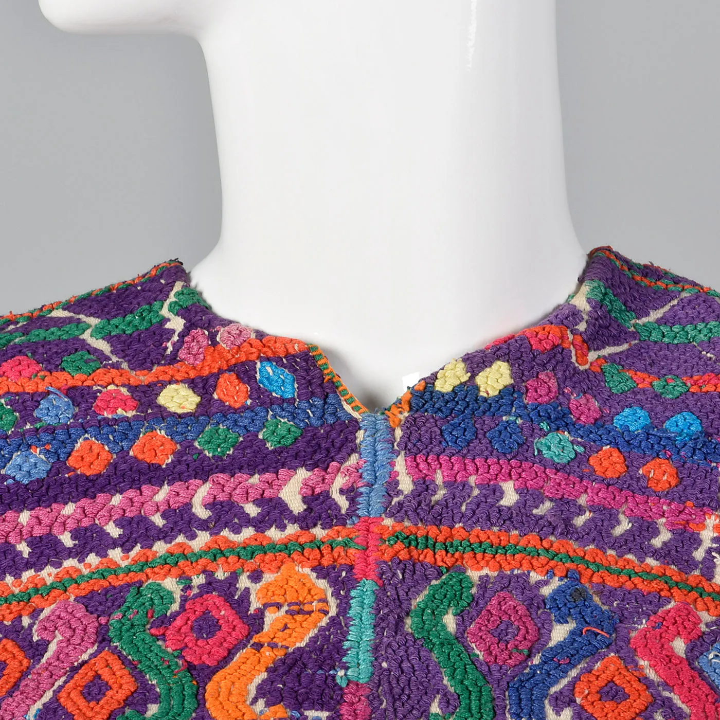 1930s Bohemian Hand Loomed Cotton Huipil Poncho