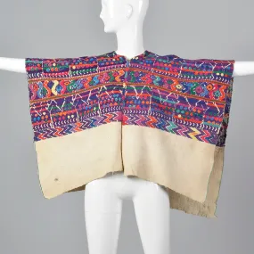 1930s Bohemian Hand Loomed Cotton Huipil Poncho