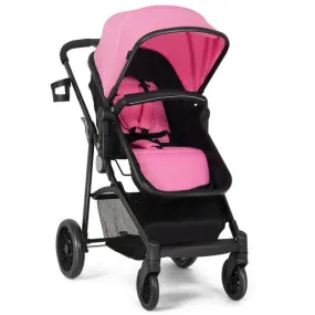 2-in-1 Foldable Pushchair Newborn Infant Baby Stroller-Pink