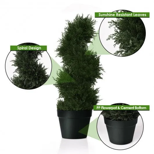 2 pcs 25" In/outdoor Decoration Artificial Cedar Spiral Tree