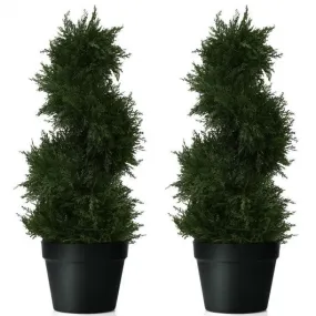 2 pcs 25" In/outdoor Decoration Artificial Cedar Spiral Tree