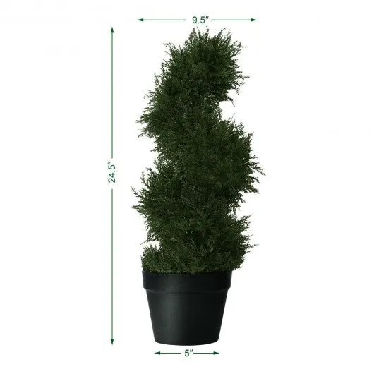 2 pcs 25" In/outdoor Decoration Artificial Cedar Spiral Tree