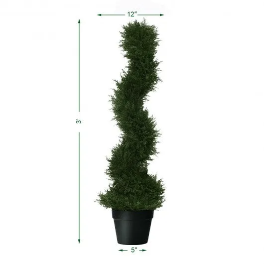 2 pcs 3 ft  In/outdoor Decoration Artificial Cedar Spiral Tree