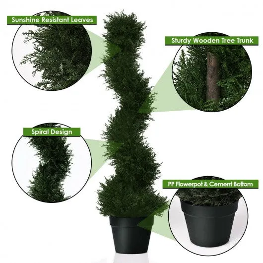 2 pcs 3 ft  In/outdoor Decoration Artificial Cedar Spiral Tree