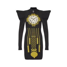 2008 Jeremy Scott Novelty Grandfather Clock Wool Dress