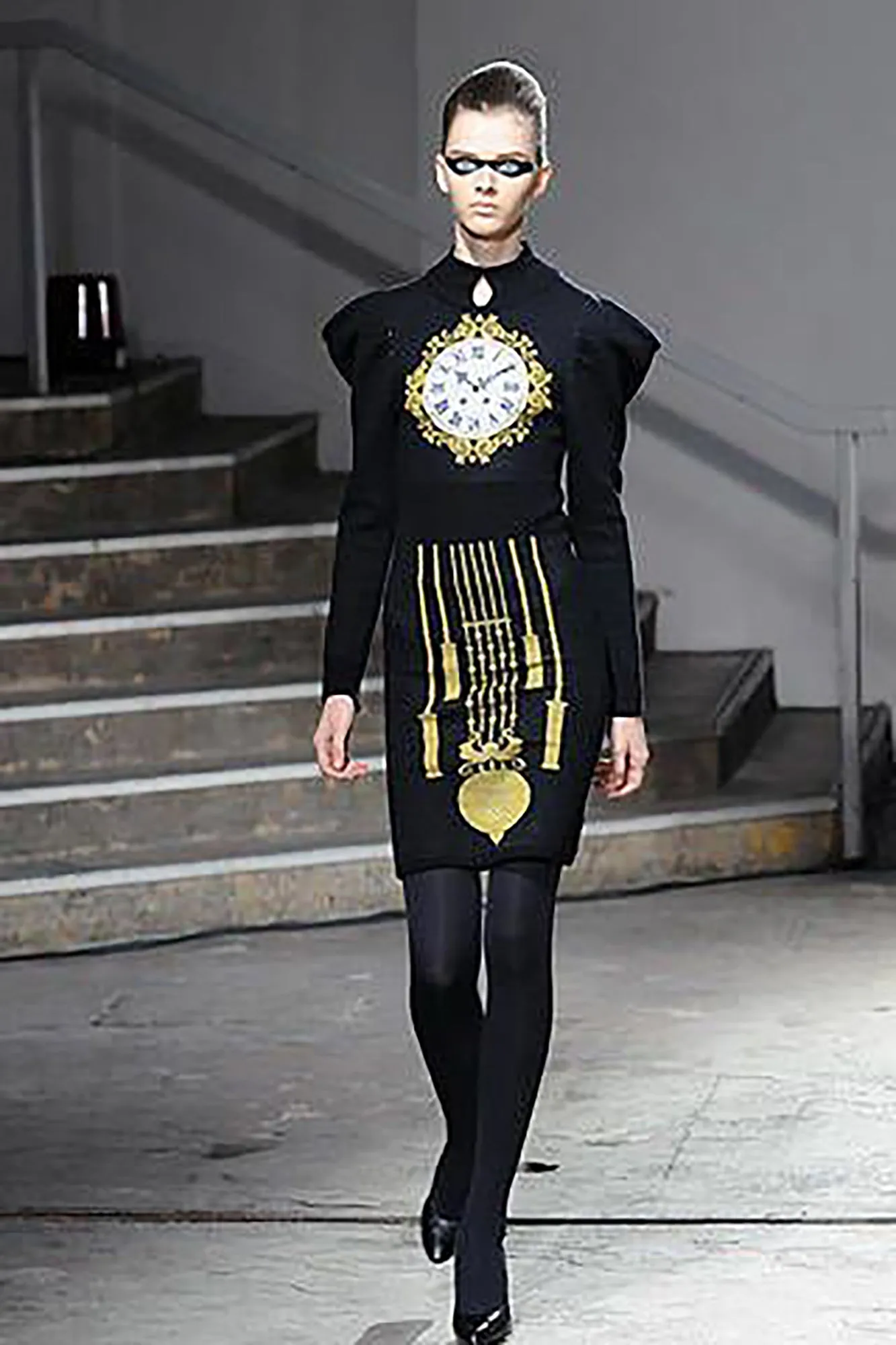 2008 Jeremy Scott Novelty Grandfather Clock Wool Dress