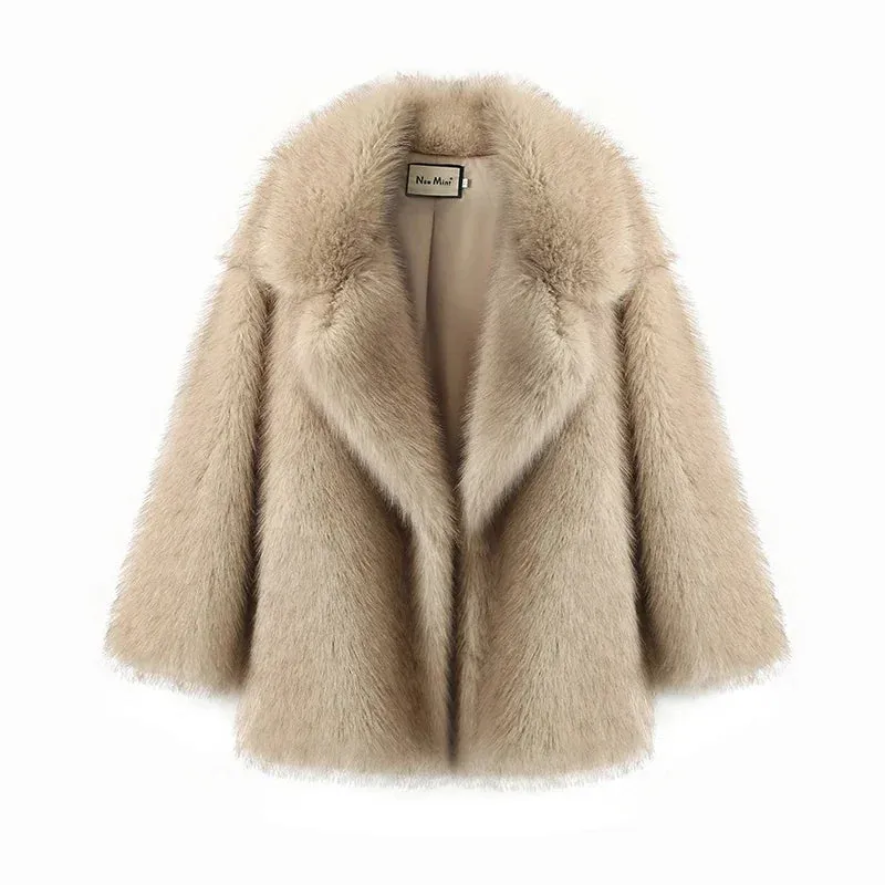 2024 Winter Ins Hot Fashion Girls Oversized Gradient Fur Coat Women Thick Warm Outerwear Fluffy Faux Fox Fur Jacket