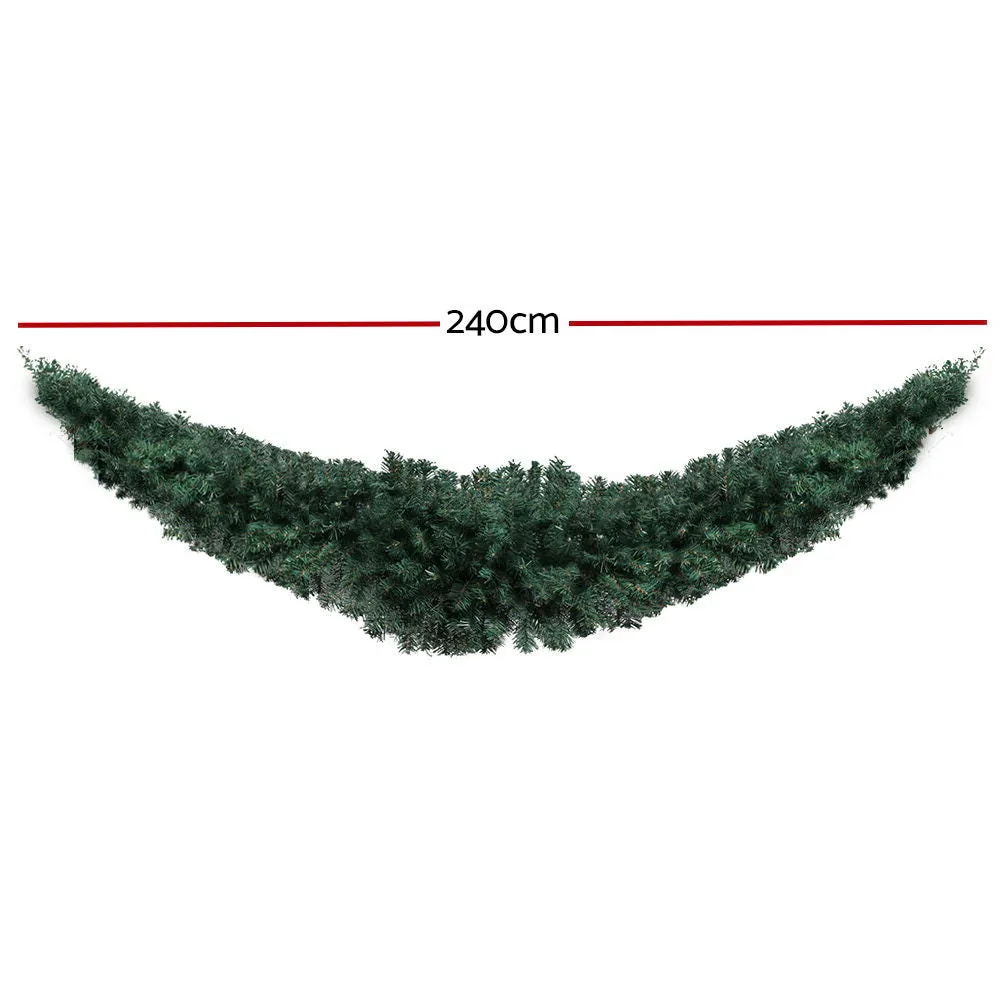 2.4M Green PVC Xmas Garland, Indoor Outdoor Use - Jingle Jollys