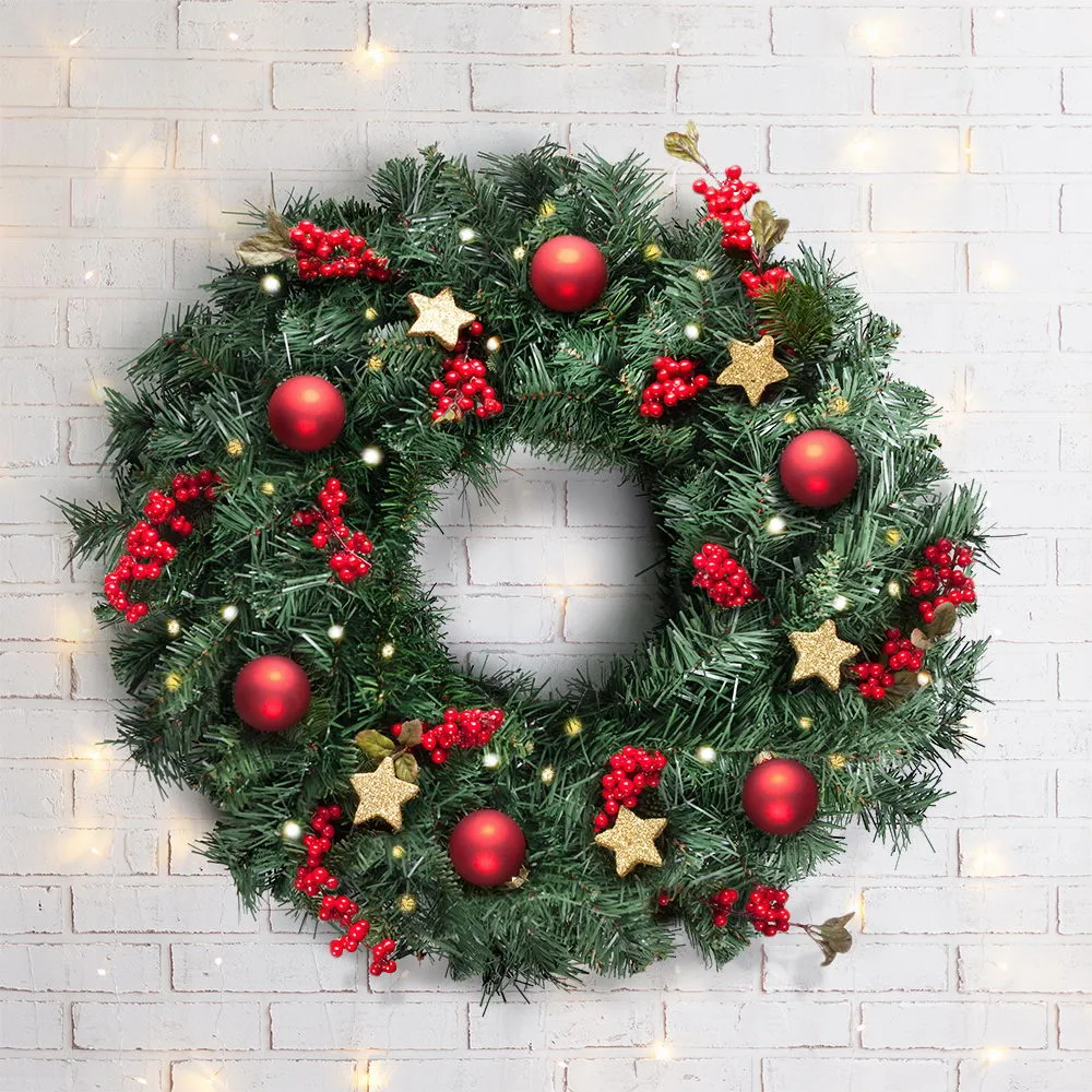 60CM Green Xmas Wreath Indoor Outdoor Non-toxic - Jingle Jollys