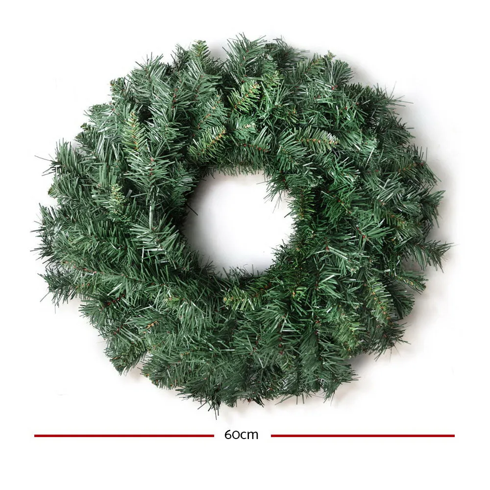 60CM Green Xmas Wreath Indoor Outdoor Non-toxic - Jingle Jollys