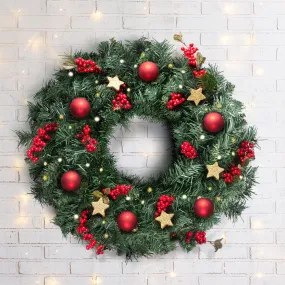 60CM Green Xmas Wreath Indoor Outdoor Non-toxic - Jingle Jollys