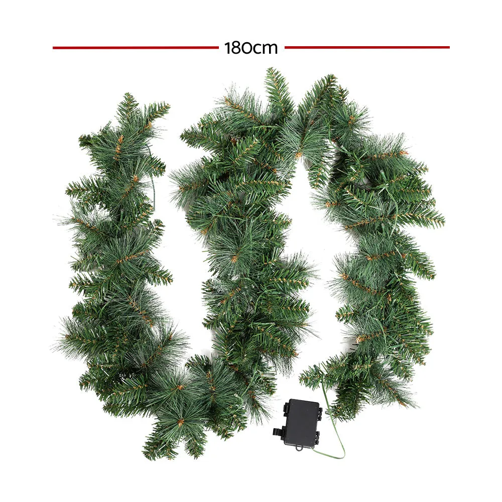 6FT Prelit Green Garland with Warm LED Lights Jingle Jollys