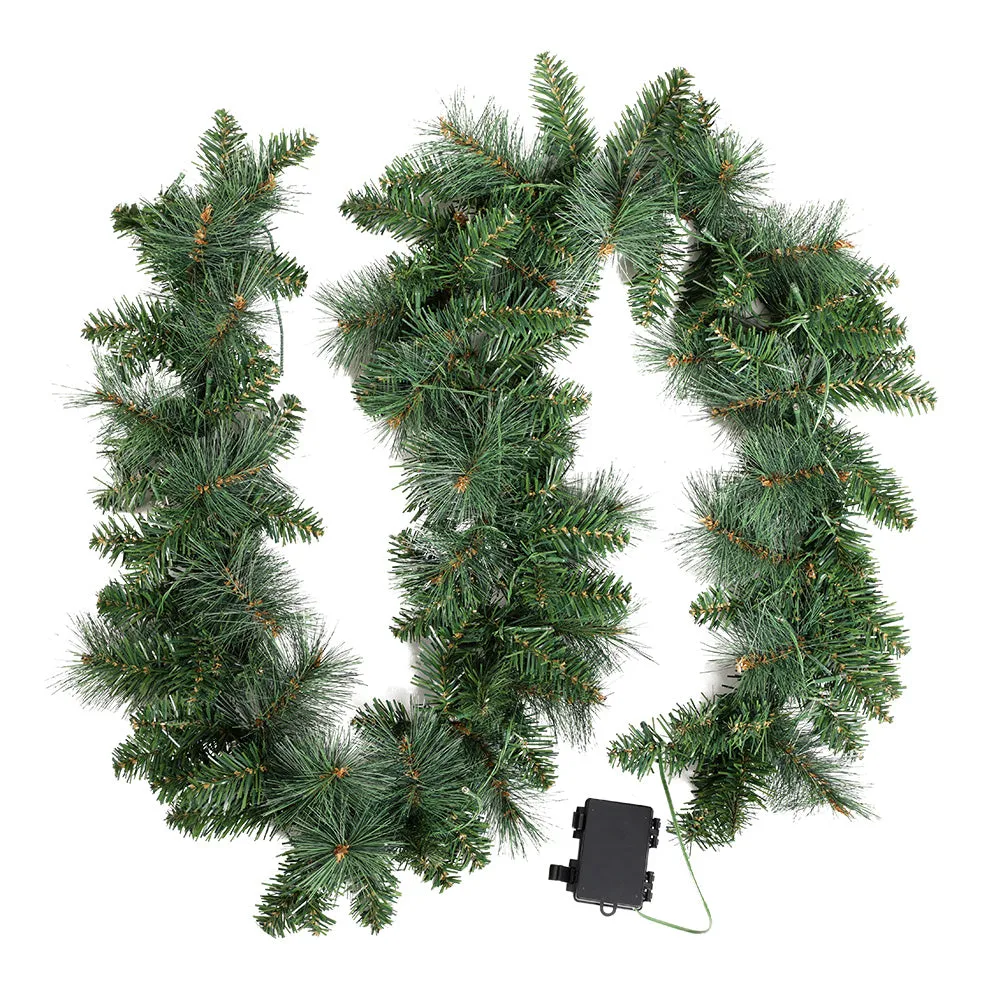 6FT Prelit Green Garland with Warm LED Lights Jingle Jollys