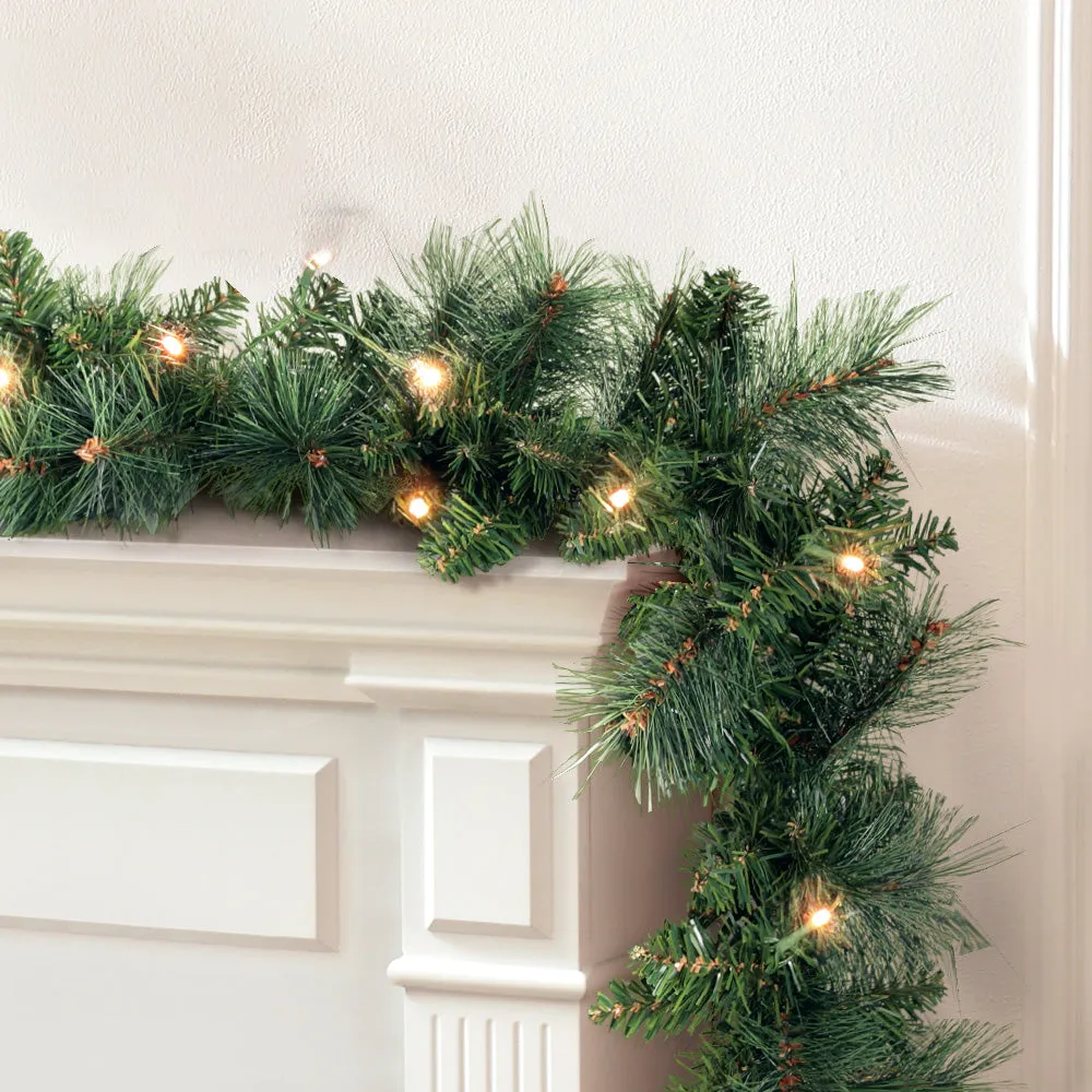 6FT Prelit Green Garland with Warm LED Lights Jingle Jollys