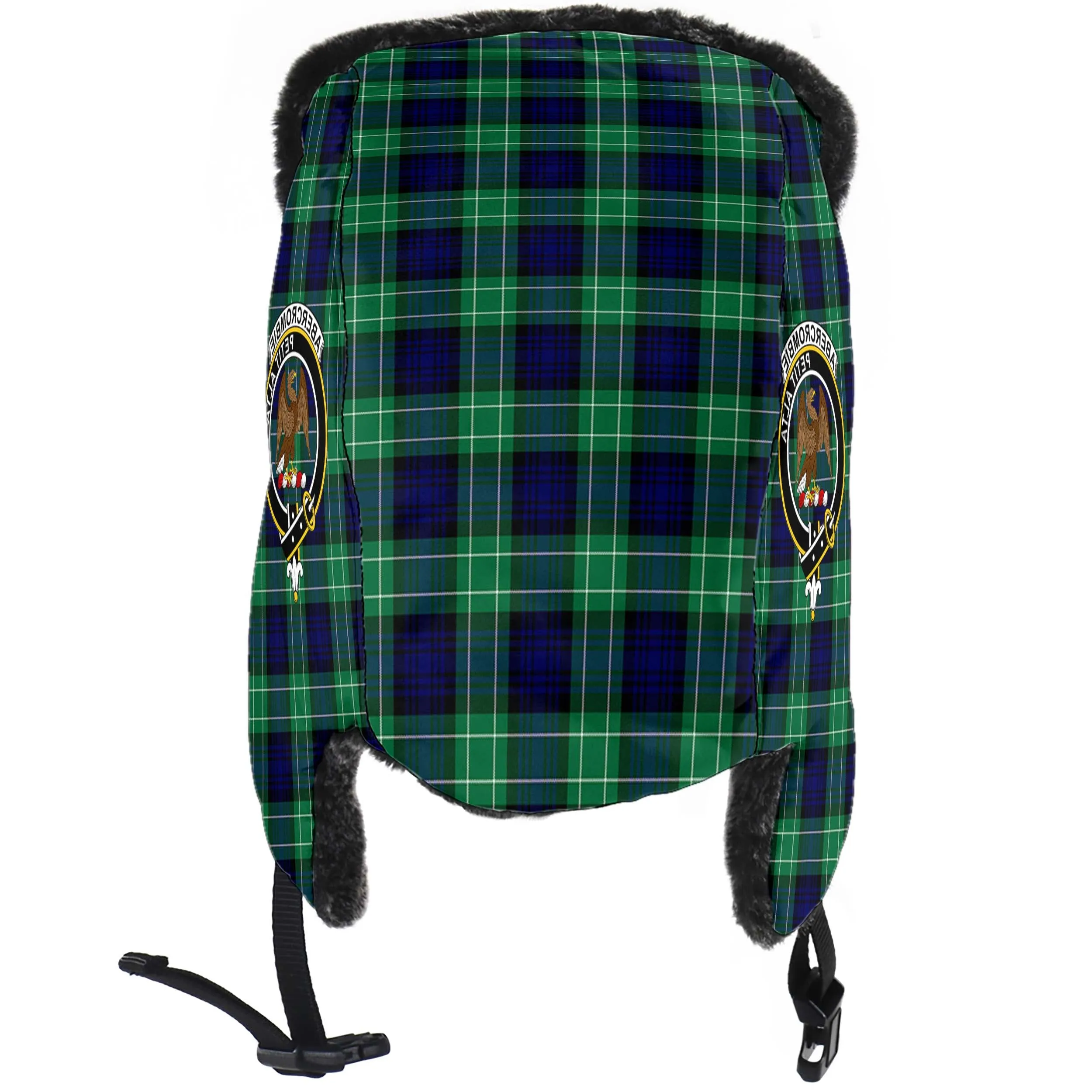 Abercrombie Tartan Winter Trapper Hat with Family Crest