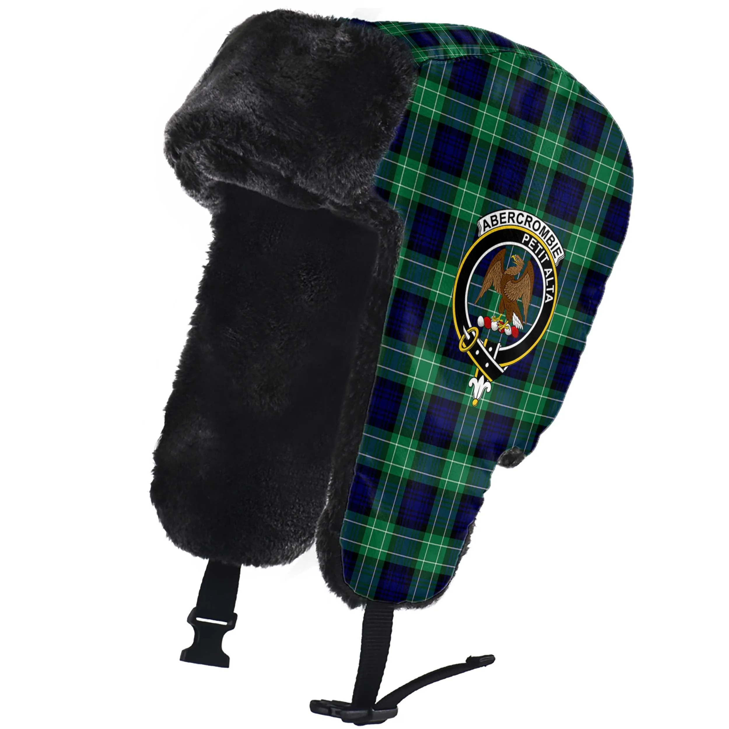 Abercrombie Tartan Winter Trapper Hat with Family Crest