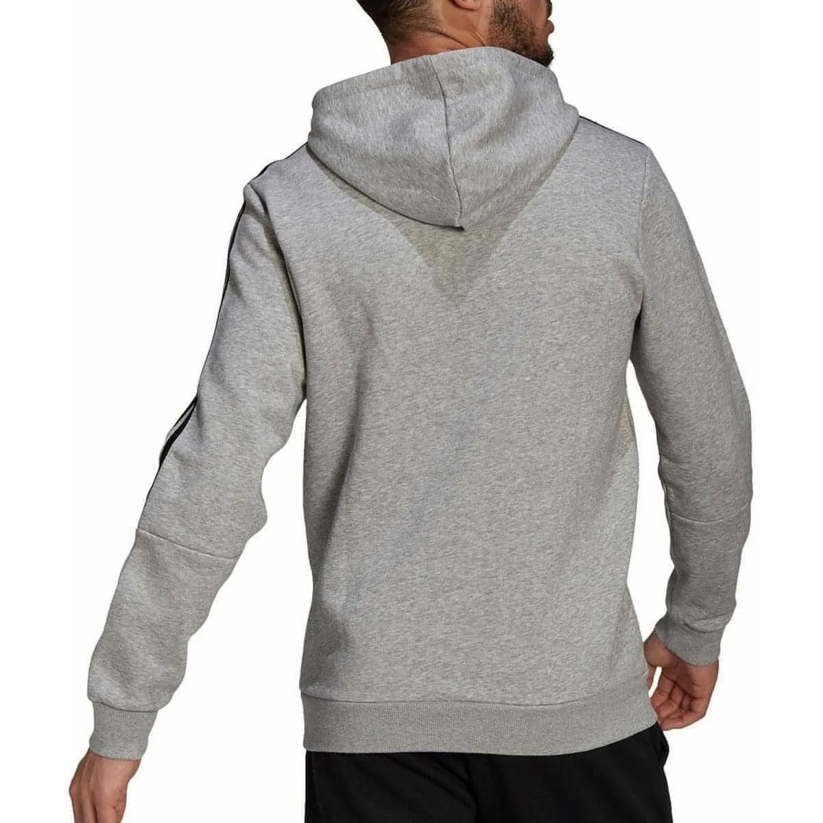 adidas Essentials Fleece Cut 3 Stripes Mens Hoody - Grey