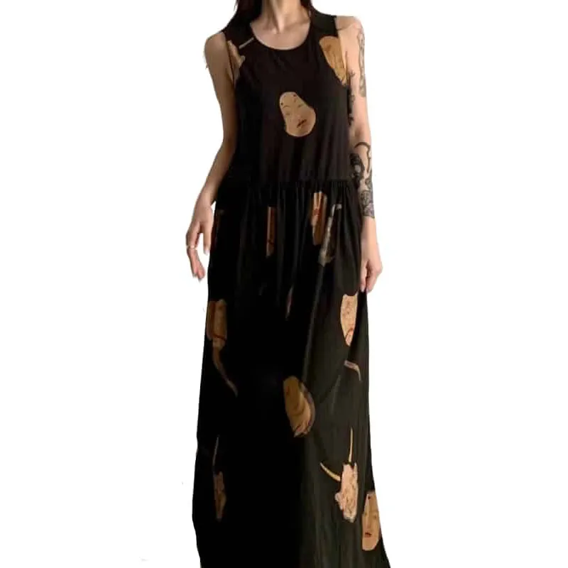 Aesthetic Face Mask Slip Long Dress