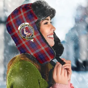 Ainslie Tartan Winter Trapper Hat with Family Crest