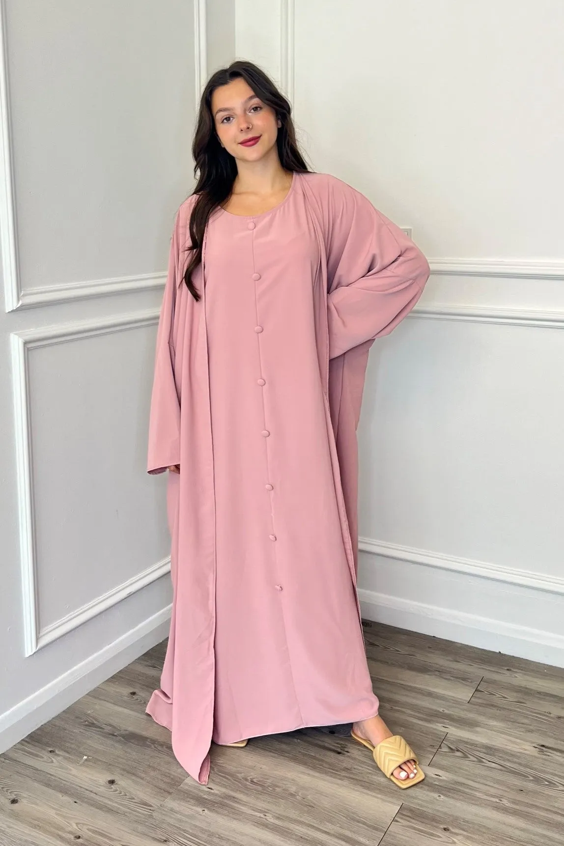 Alayna 3 Piece Abaya - Pink