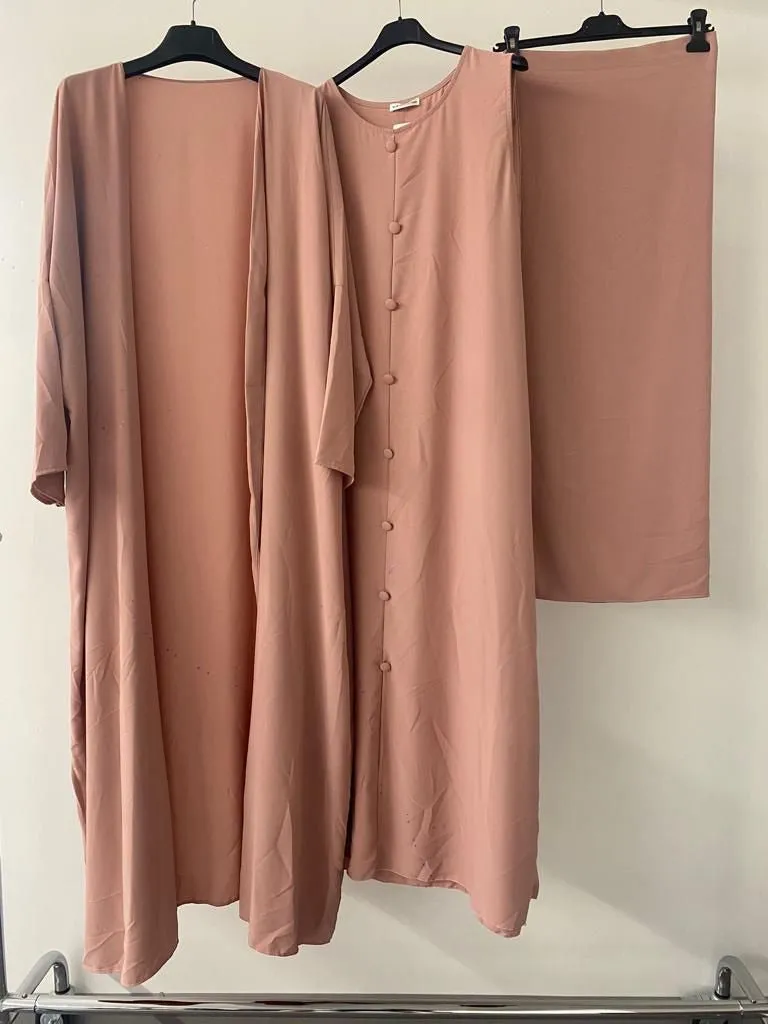 Alayna 3 Piece Abaya - Pink