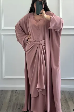 Alayna 3 Piece Abaya - Pink