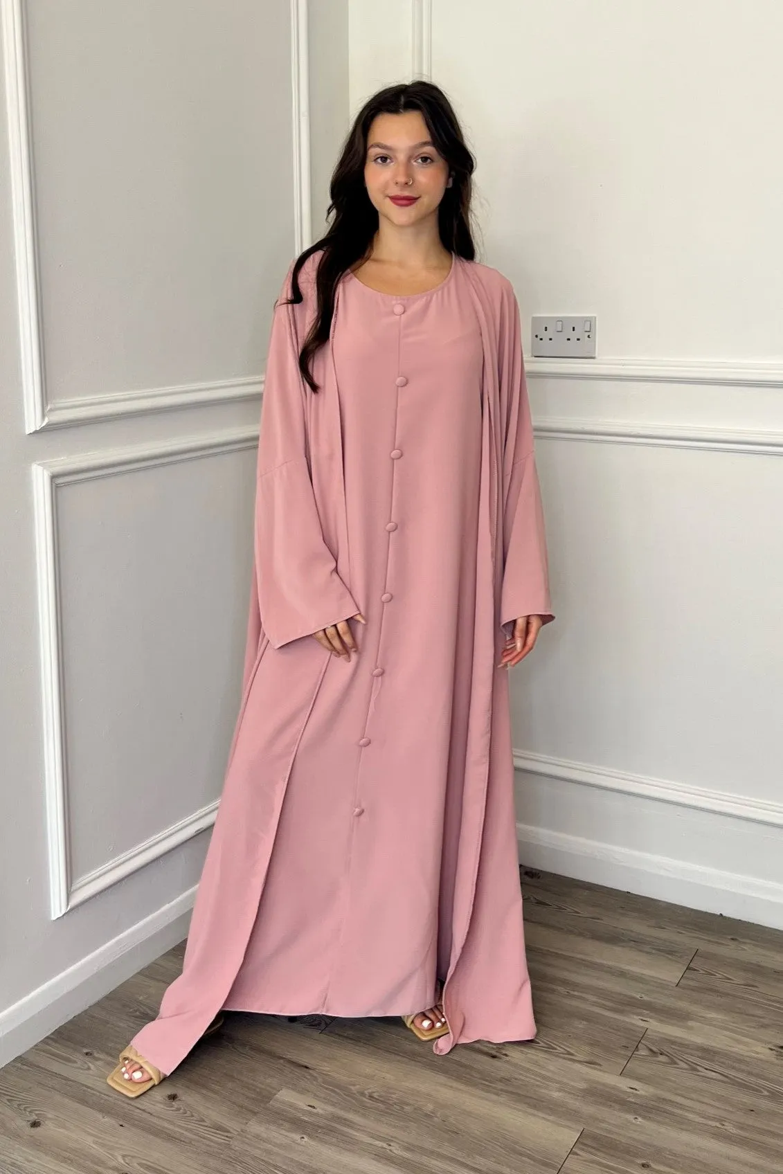 Alayna 3 Piece Abaya - Pink