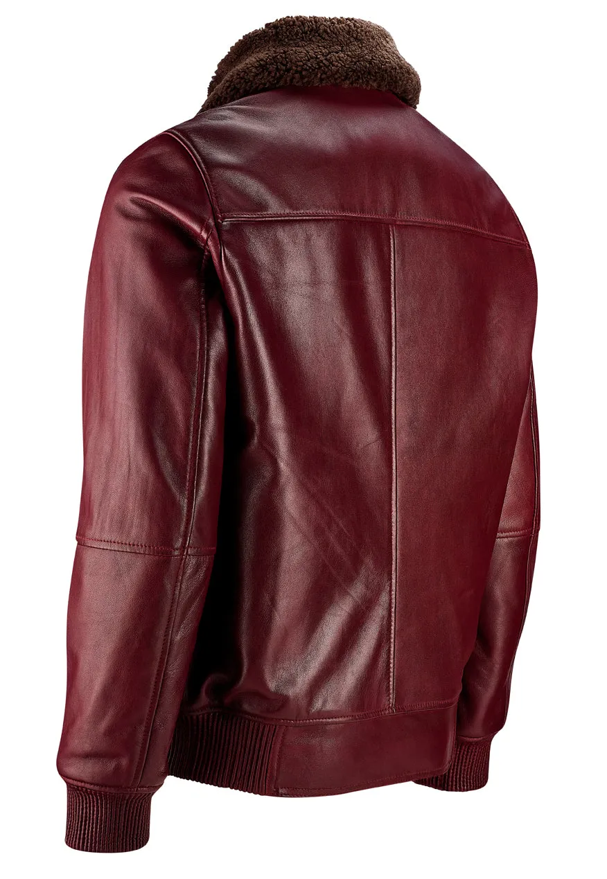 American Bomber Leather Jacket - Maroon