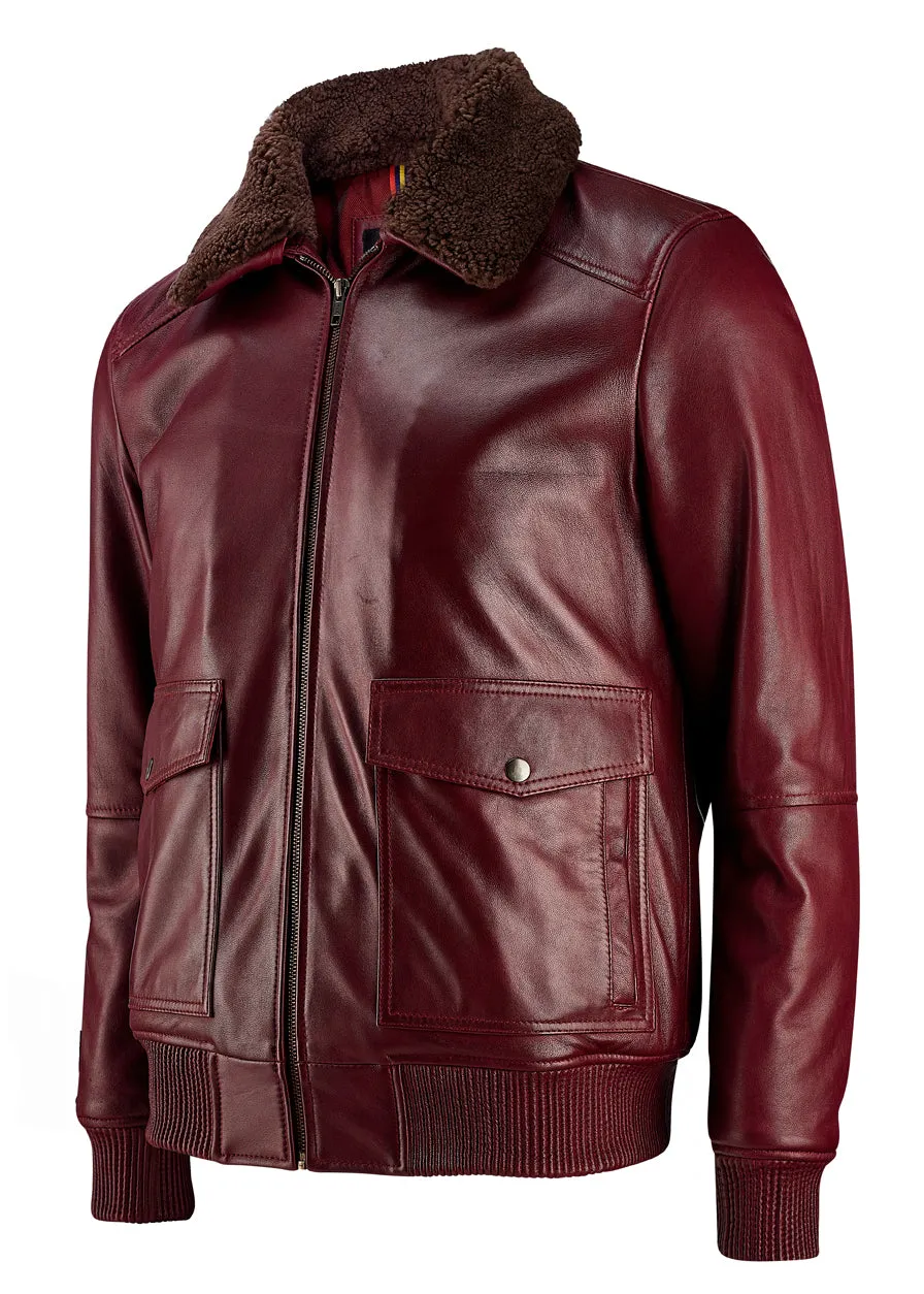 American Bomber Leather Jacket - Maroon