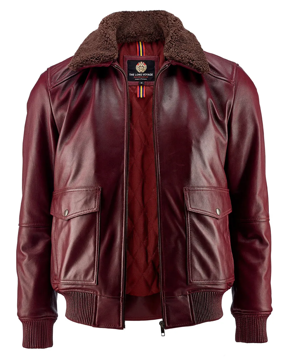 American Bomber Leather Jacket - Maroon