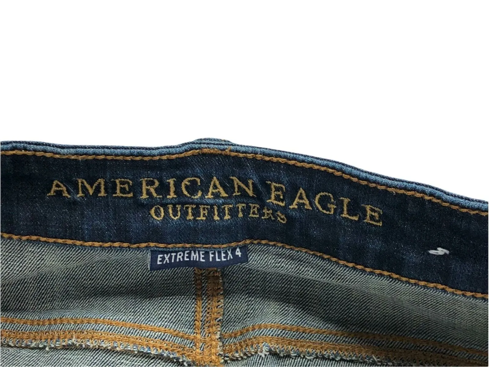 American Eagle Extreme Flex 4 Slim Fit Distressed Blue Jeans Men's (Sz: 33 x 34)