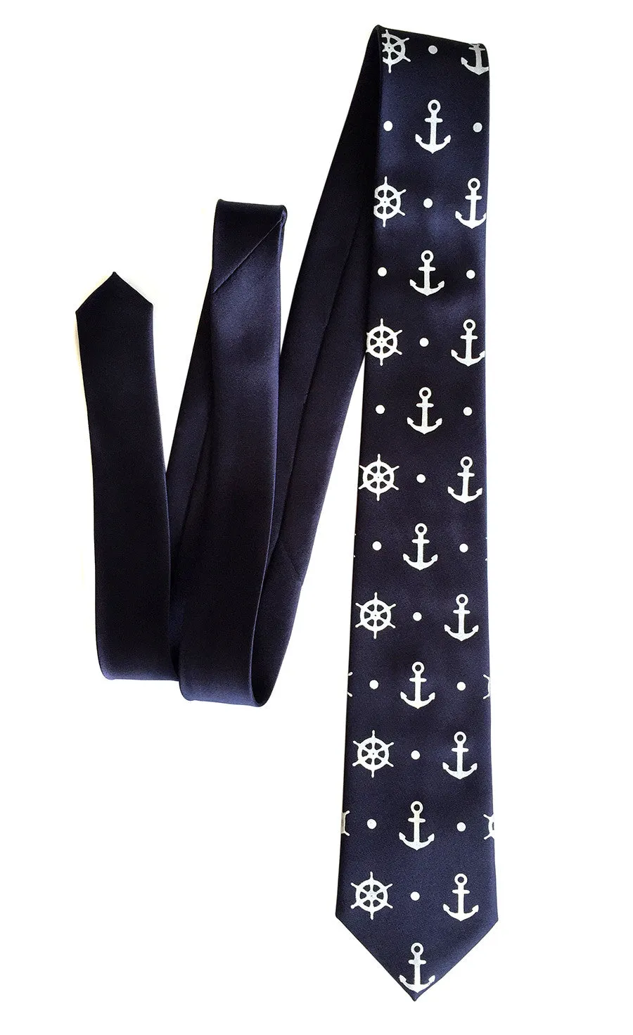 Anchor Necktie, Nautical Print Silk Tie