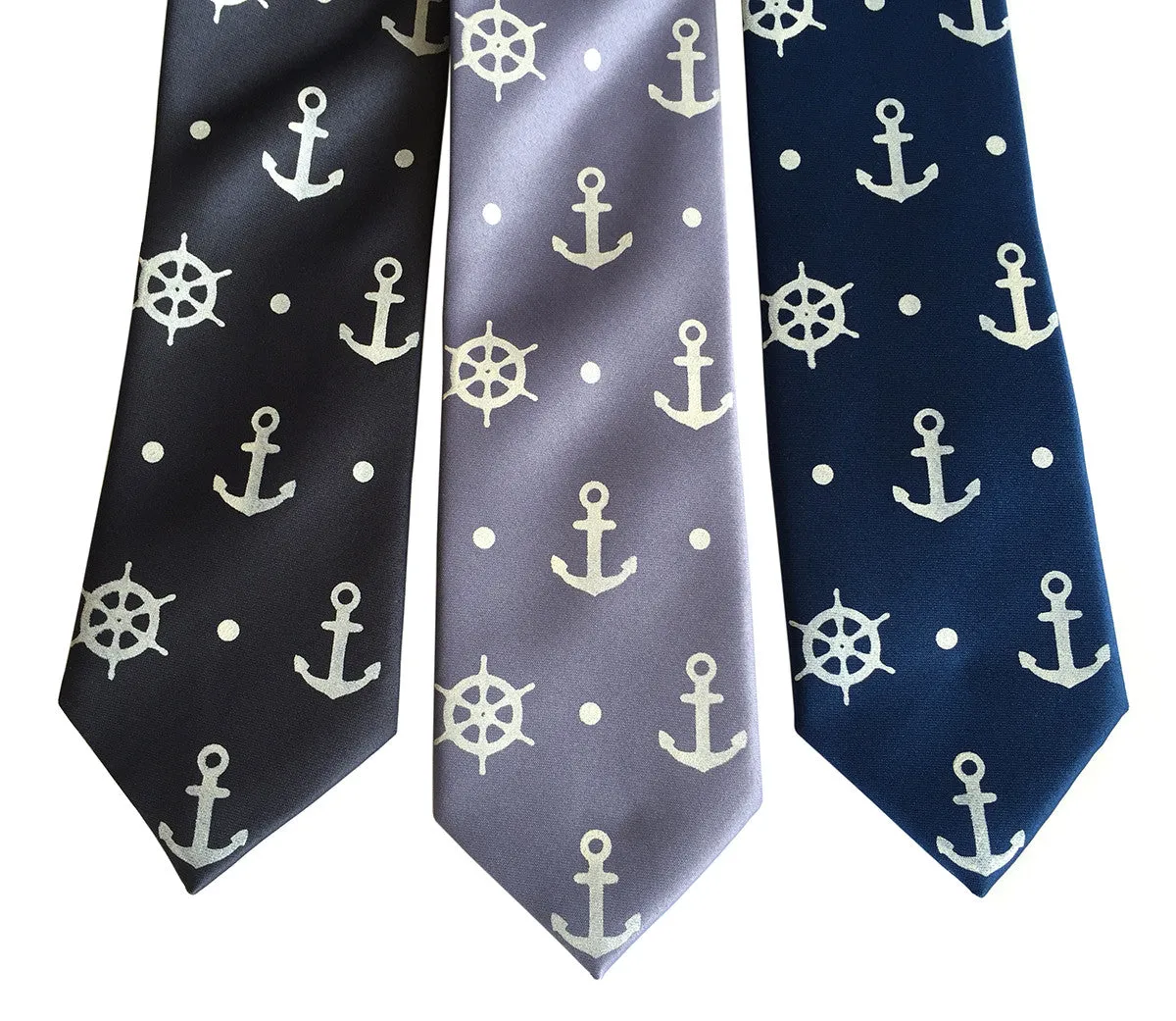 Anchor Necktie, Nautical Print Silk Tie