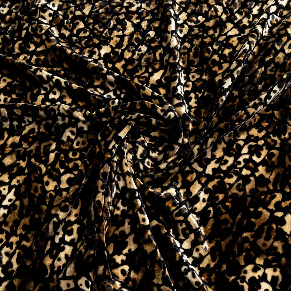 Animal Patterned Silk Blend Flocked Velvet