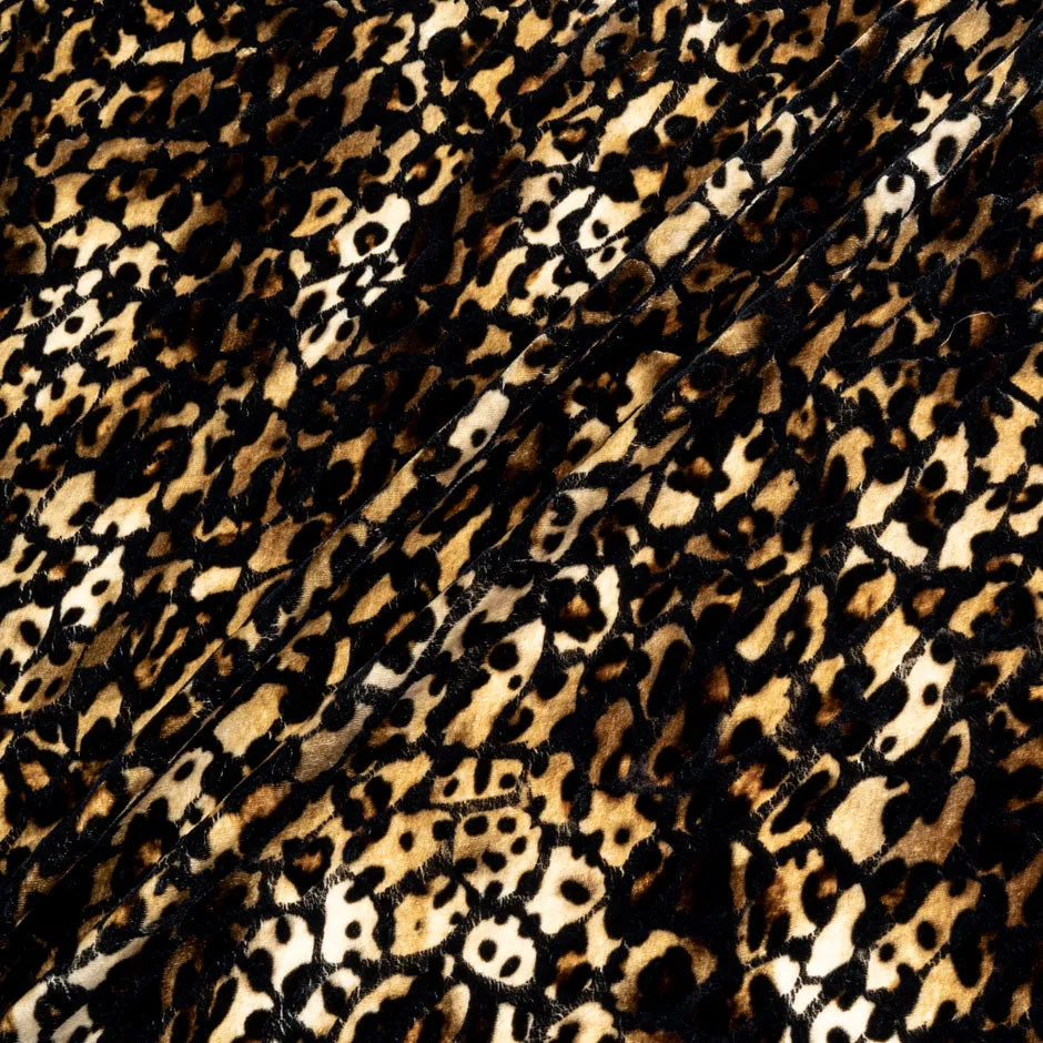 Animal Patterned Silk Blend Flocked Velvet