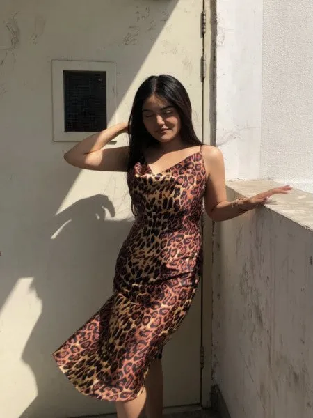 Animal Print Satin slip Dress