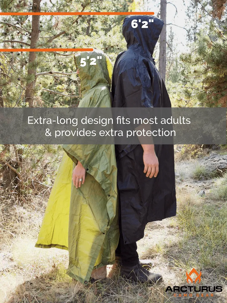 Arcturus Lightweight Waterproof Rain Poncho - Olive Green