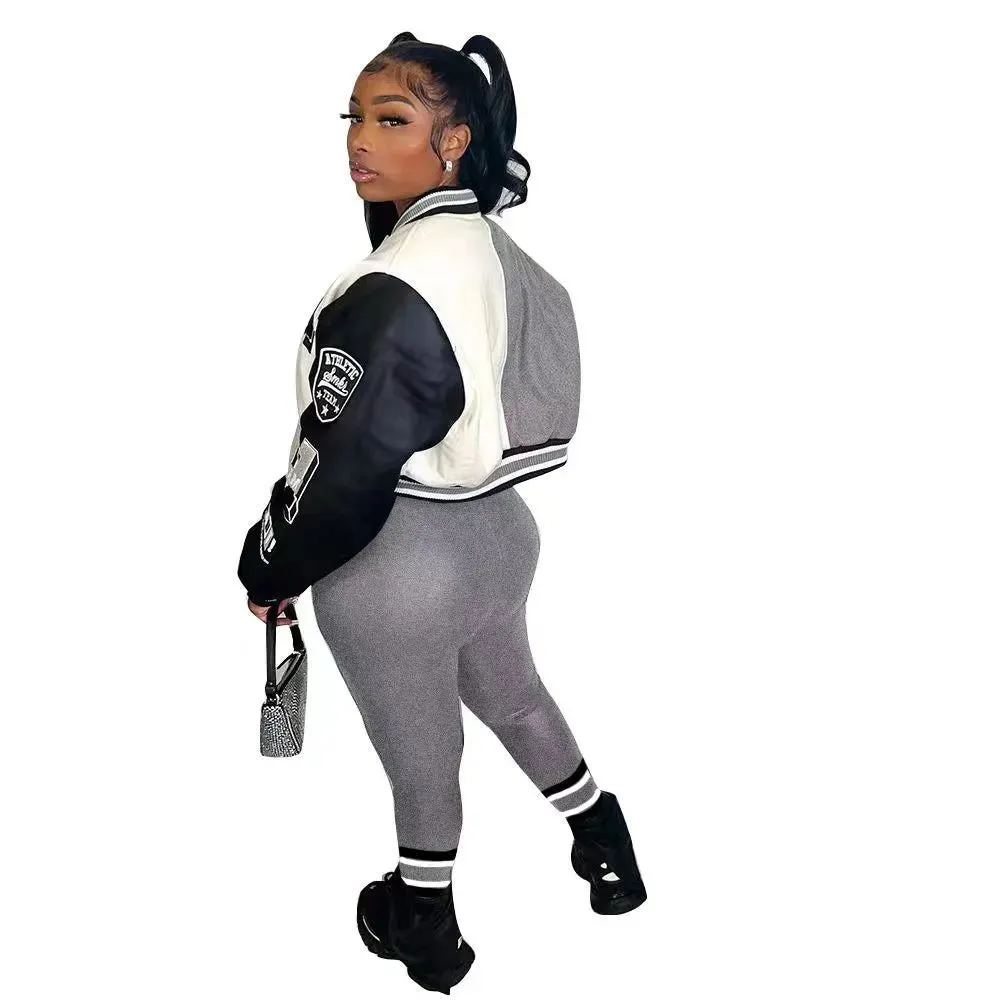 Autumn Winter Tracksuit 2 Piece Women Single Breasted Jacket   Long Pants Outfit*