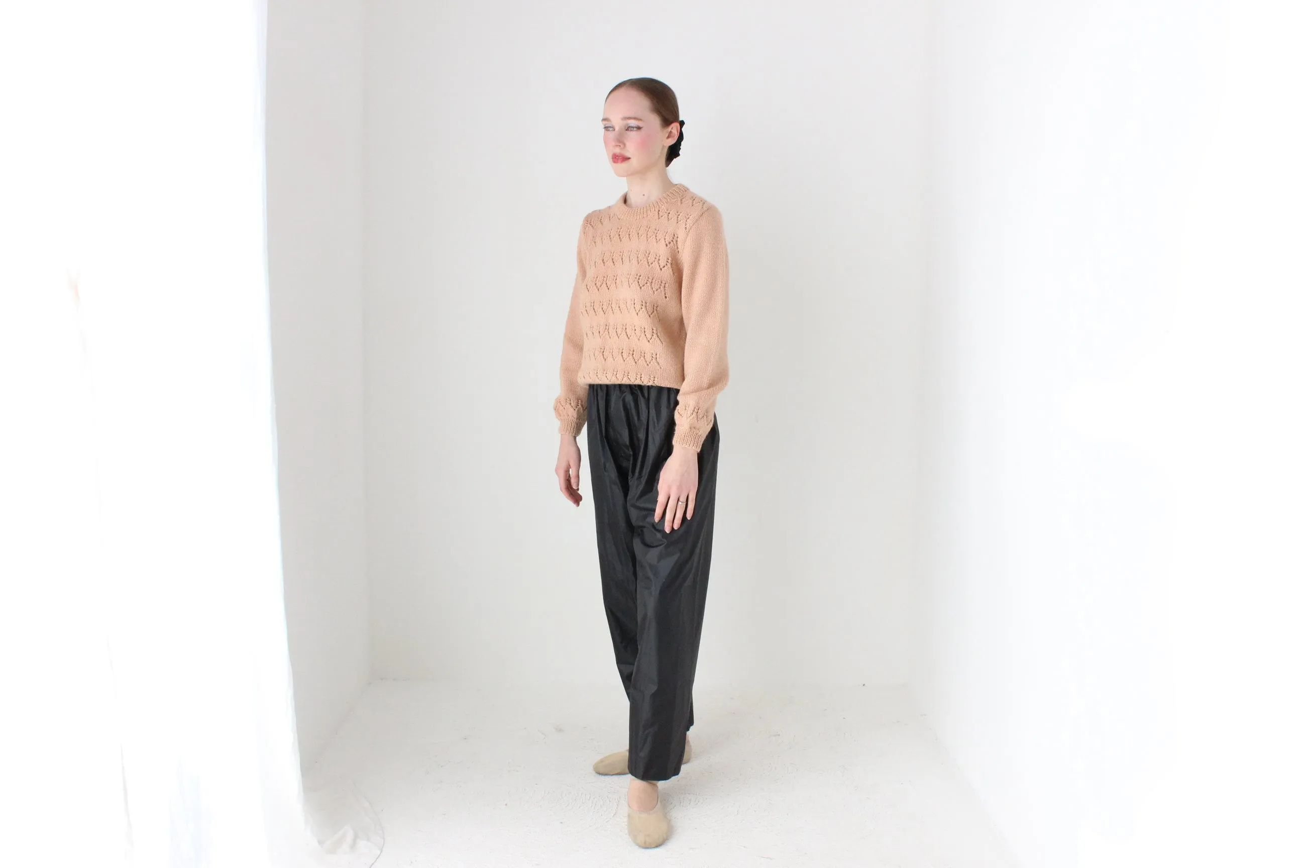 BALLETCORE 80s Blush Pink Hand Knit Sweater