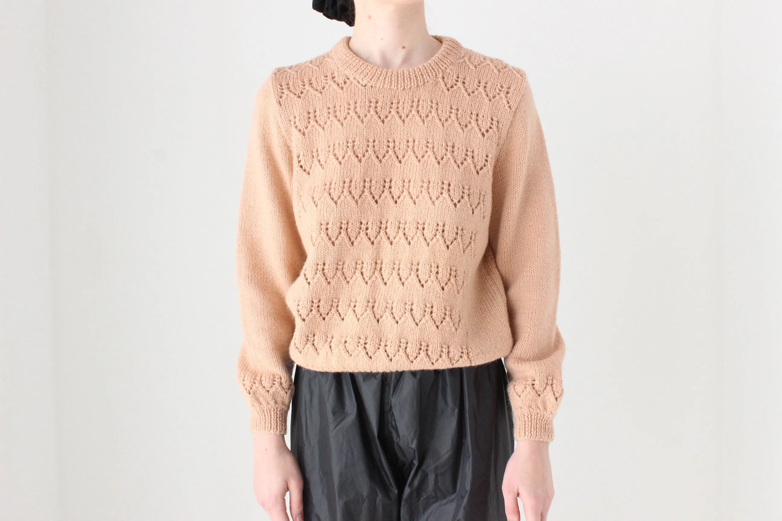 BALLETCORE 80s Blush Pink Hand Knit Sweater