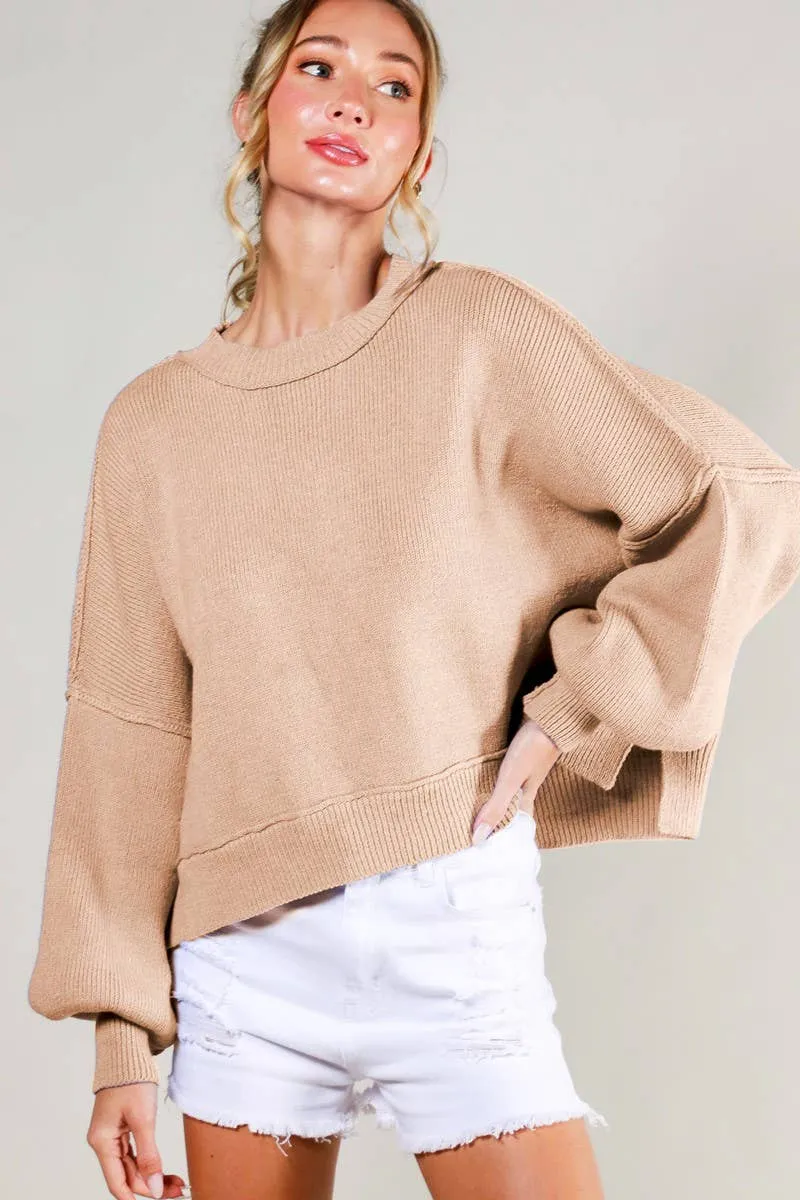 Balloon Sleeve Knitted Sweater