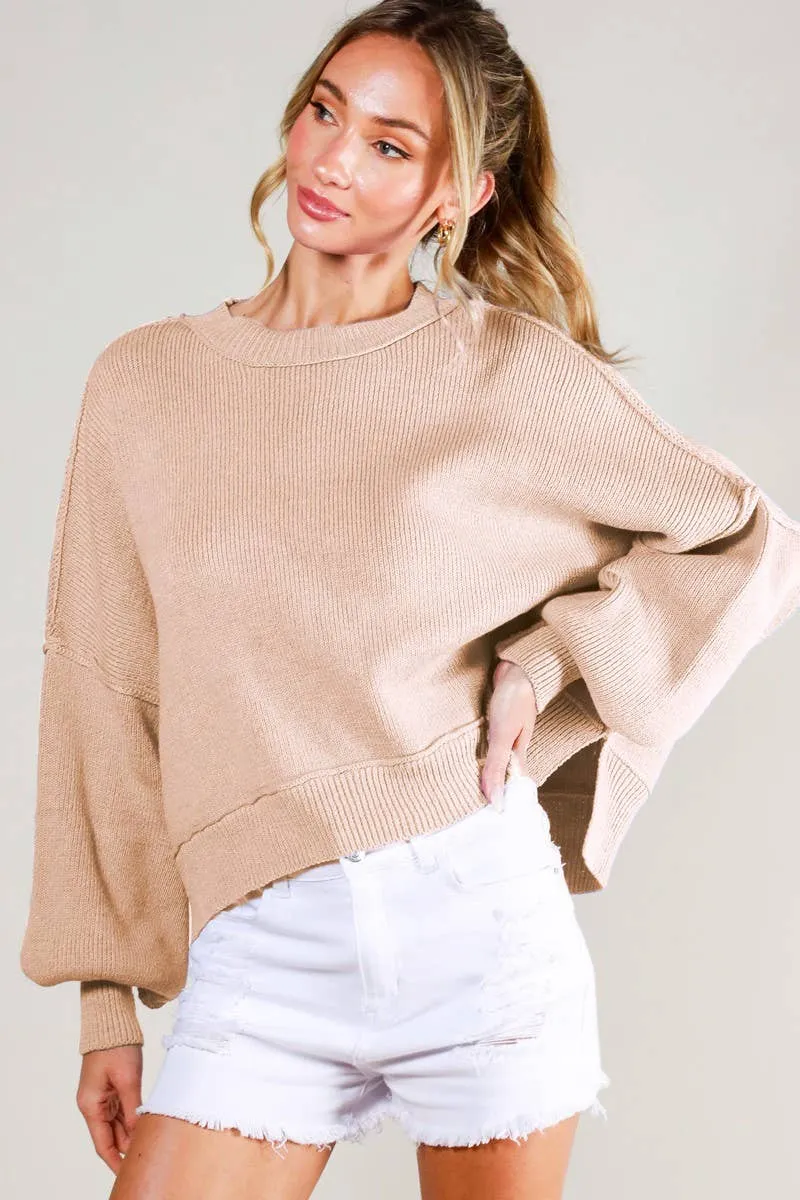 Balloon Sleeve Knitted Sweater