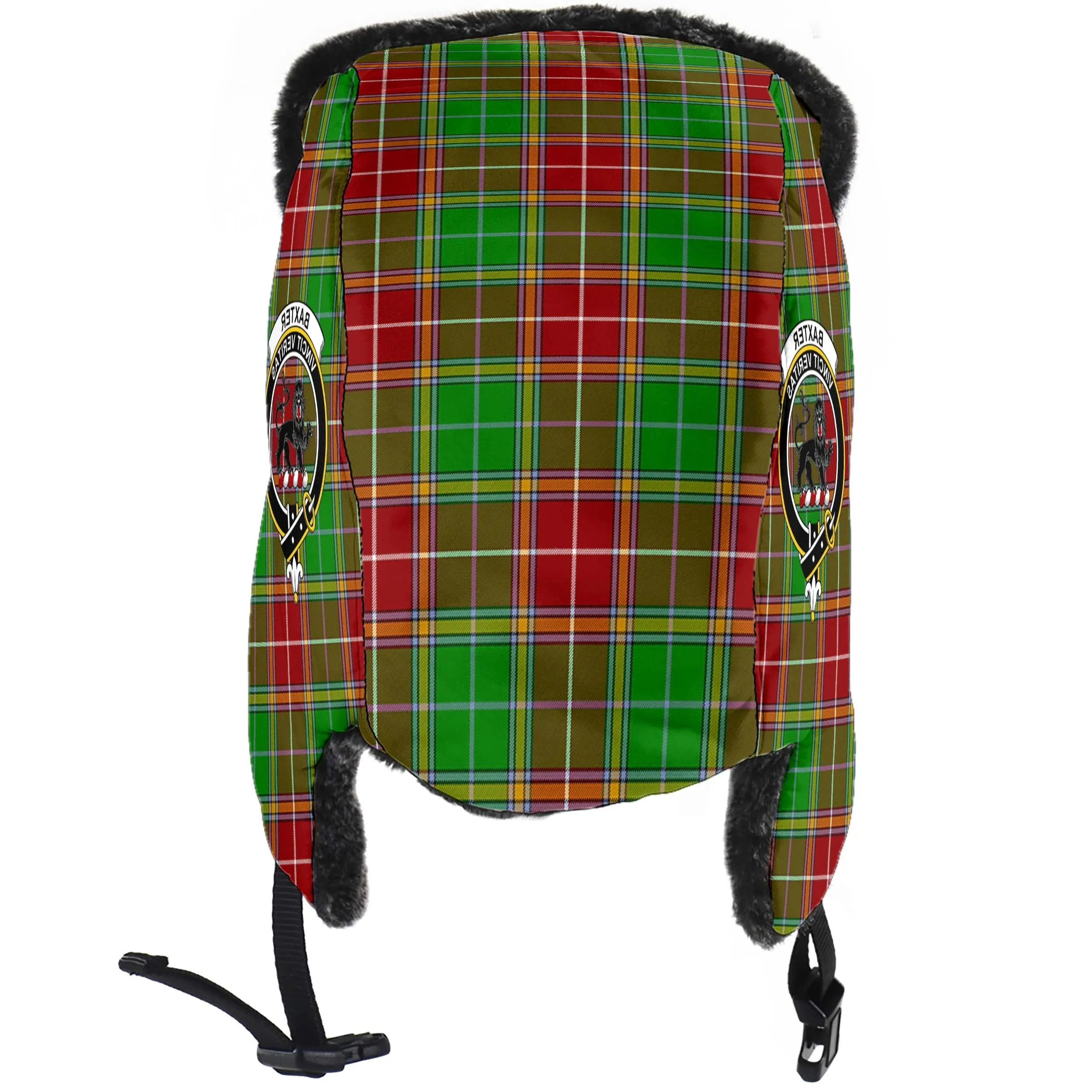 Baxter Modern Tartan Winter Trapper Hat with Family Crest