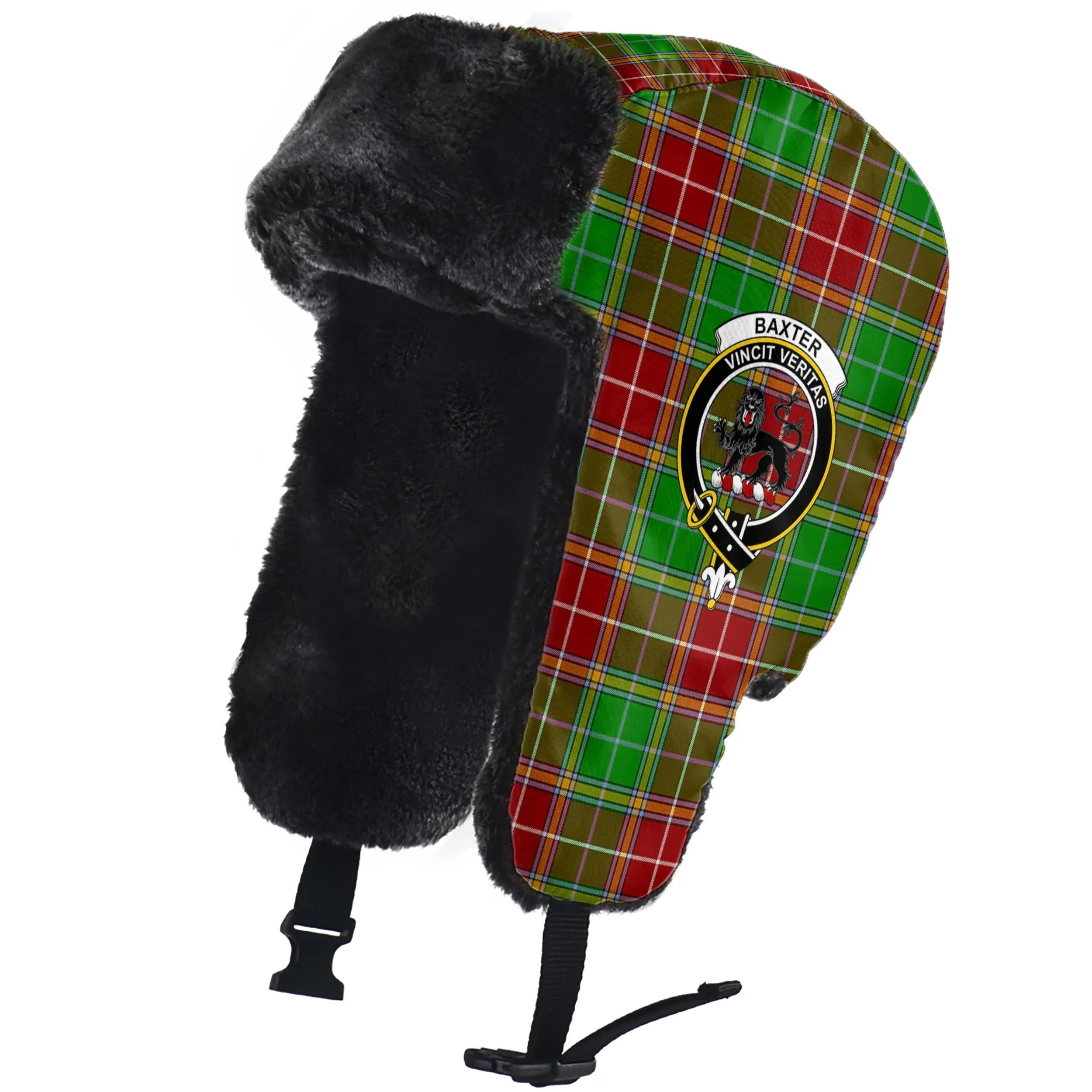 Baxter Modern Tartan Winter Trapper Hat with Family Crest