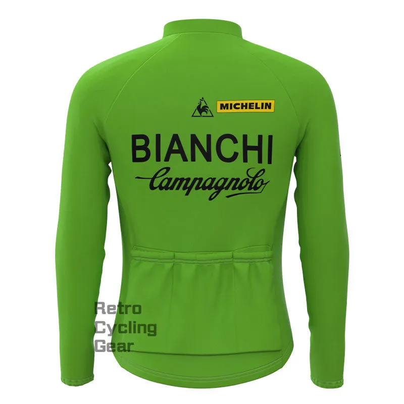 Bianchi Green Fleece Retro Long Sleeves Jerseys