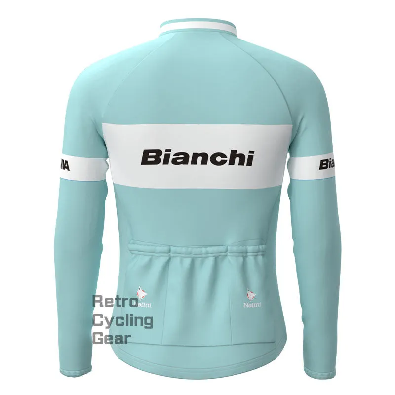 Bianchi Grey Green Fleece Retro Long Sleeves Jerseys