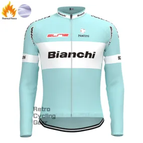 Bianchi Grey Green Fleece Retro Long Sleeves Jerseys